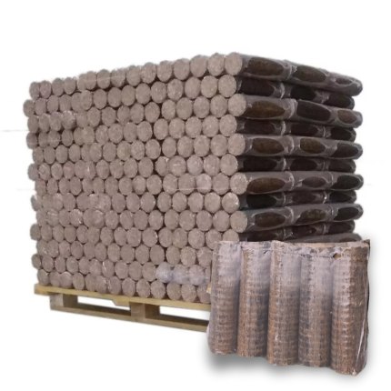 Palette de 925 kg : Bois Densifié Confort 100 % Feuillus (96 Paquets de 5 Bûches)