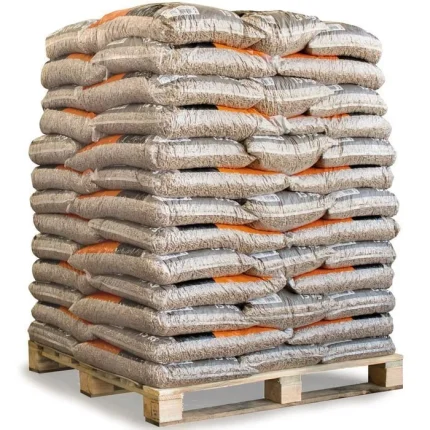 Palette de 975 kg : Granulés de Bois HEIZFUXX® Gris (65 Sacs de 15 kg — Conifères / Certifiés ENplus A2)