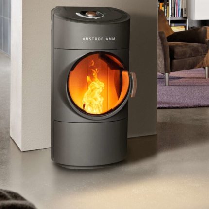 Poêle à Granulés Étanche AUSTROFLAMM Clou Compact Pellet de 6 kW (Design Rond Hublot — Trémie 26 kg & Mode Étanche)
