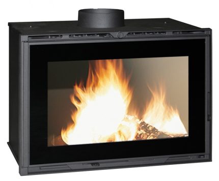 Insert de Cheminée Foyer Fermé DEVILLE Joyau 80 Vision HPE Turbo Ref. C07880.06-B (12 kW, Post-Combustion, Fonte & Acier Noir)