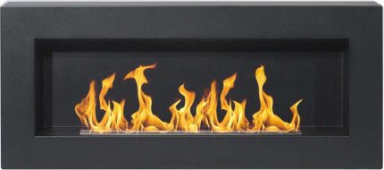 Cheminée Bioéthanol Murale DIVINA FIRE Siena en Noir (Format 90x40 cm — Puissance 2,5 kW, Réservoir 0,75L & Habillage Métal)
