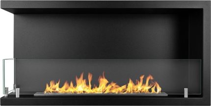 Cheminée Bioéthanol Encastrable d'Angle DIVINA FIRE Sutri 90 SX de 3 kW (Format 90x45 cm — Orientation Gauche, Autonomie 5h & Sans Conduit)