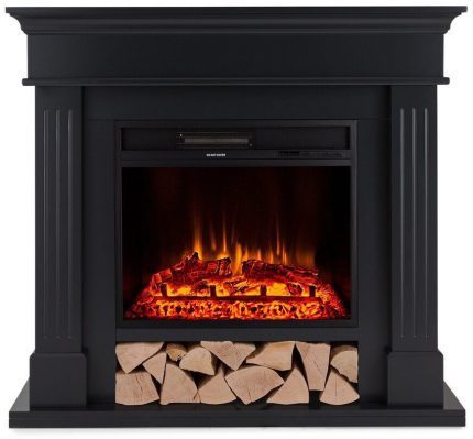 Cheminée Électrique Pose Libre KLARSTEIN Las Pilas en Noir (Puissance 1,8 kW — Meuble Manteau, Télécommande & Timer Programmable)