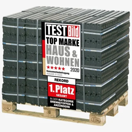 Palette 1 000 kg Briquettes de Lignite REKORD (40 Paquets de 25 kg / Palette Europe Neuve)