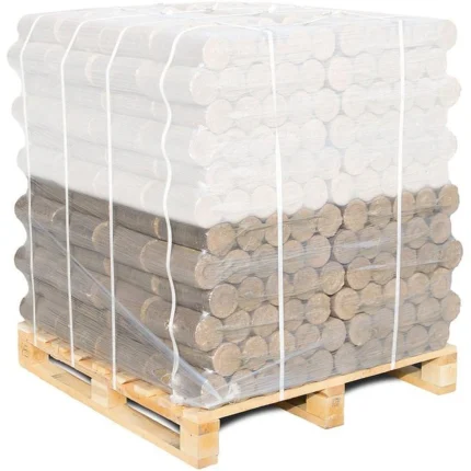 Demi-Palette 480 kg Briquettes de Bois Dur Rondes NESTRO Premium Sans Trou (Diamètre XXL 9 cm - Certification DIN Plus)