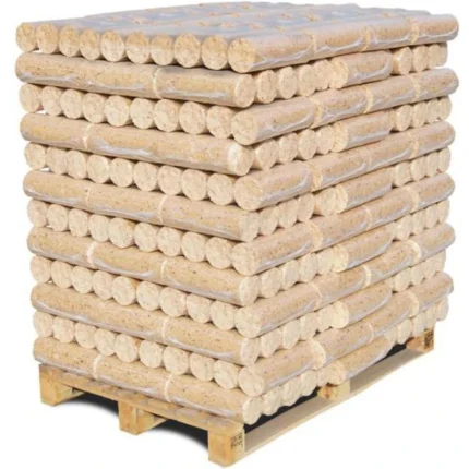 Palette 960 kg Briquettes Rondes de Bois Résineux NESTRO Sans Trou (Bûches Densifiées Longues & Épaisses)