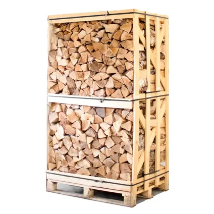 Palette Entière : Bois de Chauffage 100 % Bouleau Fendu FSC® – Séché au Four – 25 cm (800 kg / 3000-3500 kWh)