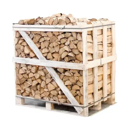 Demi-Palette : Bois de Chauffage 100 % Bouleau Fendu – Séché au Four – 25 cm (375 kg)